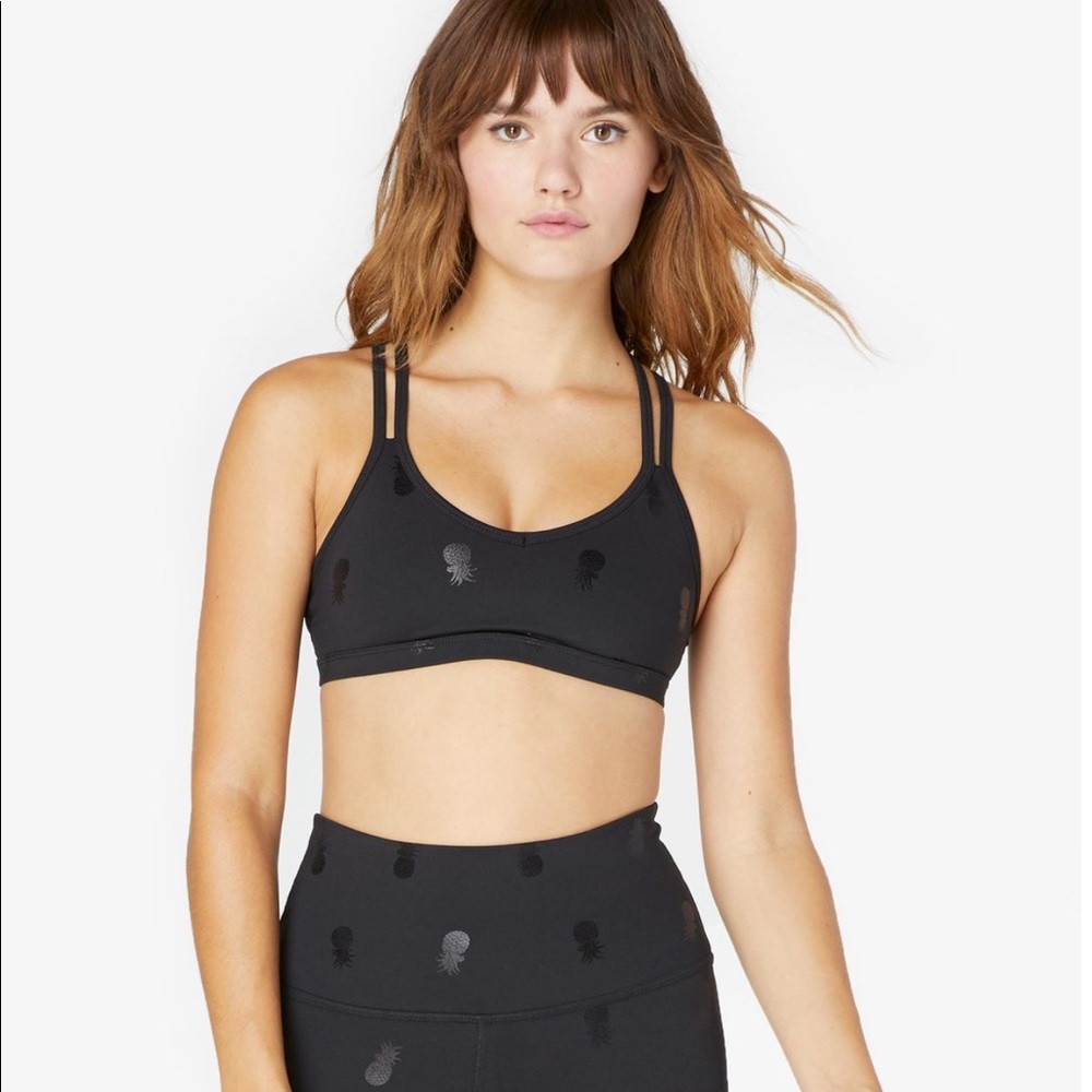 Beyond Yoga Green Pineapple Double Back Sports Bra